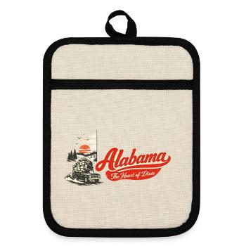 Alabama Retro Vintage Pickup Truck Heart of Dixie - Topflappen mit Gummirückseite - Leinen/Schwarz  - Vorne