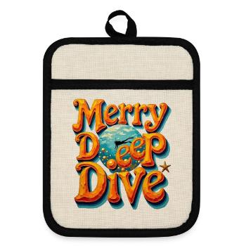 Merry Deep Dive Weihnachts-Tauch-Urlaub - Topflappen mit Gummirückseite - Leinen/Schwarz  - Vorne