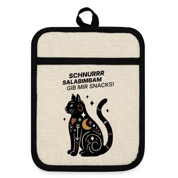 Schnurrrsalabimbam - Gib mir Snacks! - Katze - Topflappen mit Gummirückseite - Leinen/Schwarz  - Vorne