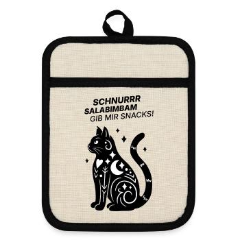 Schnurrrsalabimbam - Gib mir Snacks! - Katze - Topflappen mit Gummirückseite - Leinen/Schwarz  - Vorne