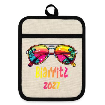 Biamritz 2027 Tropen Sonnenbrille - Topflappen mit Gummirückseite - Leinen/Schwarz  - Vorne