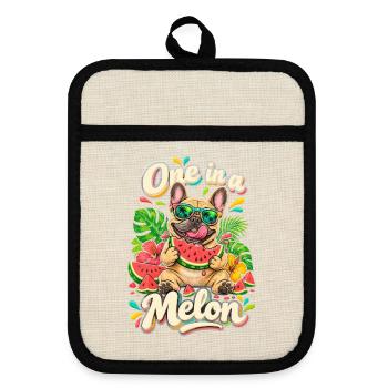 One In A Melon Französische Bulldogge Wassermelone - Topflappen mit Gummirückseite - Leinen/Schwarz  - Vorne