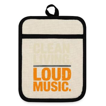 Clean Living Loud Music Straight Edge Nüchtern - Topflappen mit Gummirückseite - Leinen/Schwarz  - Vorne