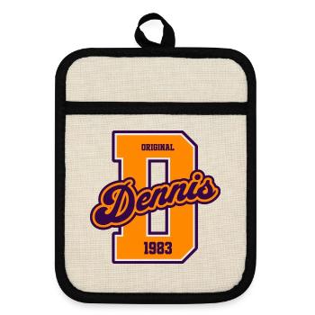 Dennis 1983 Original Retro College Design - Topflappen mit Gummirückseite - Leinen/Schwarz  - Vorne
