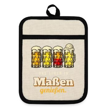 Das Leben in Maßen genießen - Topflappen mit Gummirückseite - Leinen/Schwarz  - Vorne