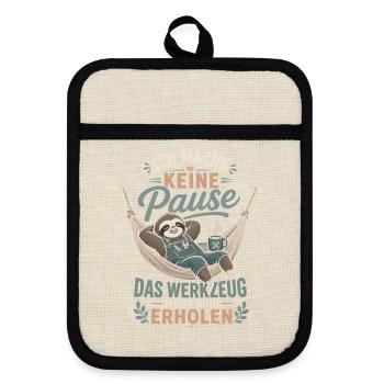 Keine Pause Werkzeug erholt sich - Topflappen mit Gummirückseite - Leinen/Schwarz  - Vorne