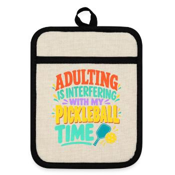 Adulting Stört die Pickleball-Zeit - Topflappen mit Gummirückseite - Leinen/Schwarz  - Vorne