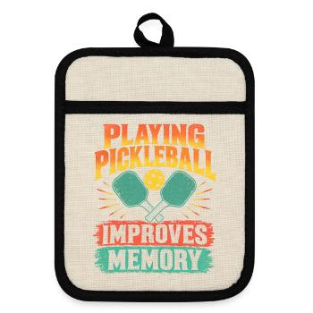 Pickleball zu spielen verbessert das Gedächtnis - Topflappen mit Gummirückseite - Leinen/Schwarz  - Vorne