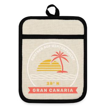 Winterflucht Gran Canaria - Topflappen mit Gummirückseite - Leinen/Schwarz  - Vorne
