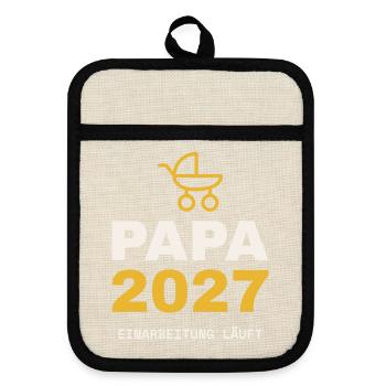 Papa 2027 - Topflappen mit Gummirückseite - Leinen/Schwarz  - Vorne