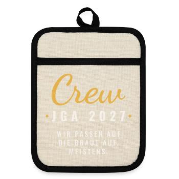 JGA 2027 Crew - Topflappen mit Gummirückseite - Leinen/Schwarz  - Vorne