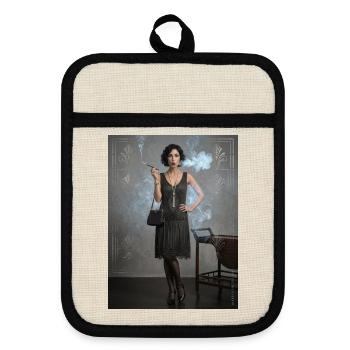 Flapper Noir: Schwarzes Perlenkleid - Topflappen mit Gummirückseite - Leinen/Schwarz  - Vorne