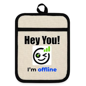 Hey du, ich bin offline, Icon Tee - Topflappen mit Gummirückseite - Leinen/Schwarz  - Vorne
