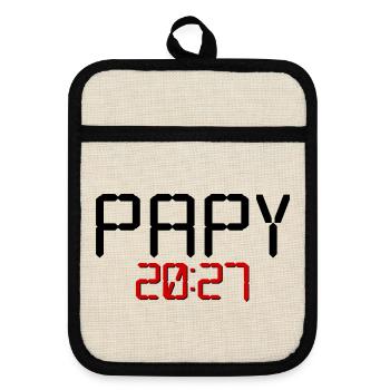 Großvater-Baby 2027, Frankreich - Topflappen mit Gummirückseite - Leinen/Schwarz  - Vorne