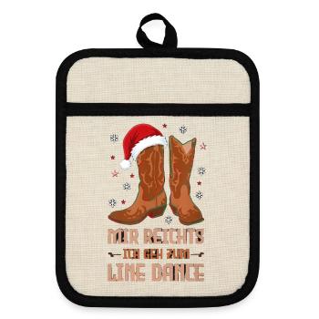 Mir Reichts Ich Geh Zum Line Dance Weihnachten - Topflappen mit Gummirückseite - Leinen/Schwarz  - Vorne