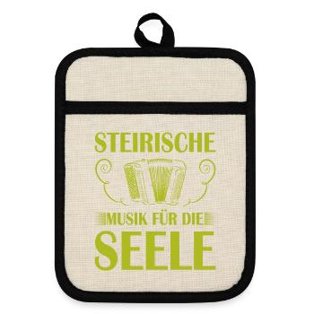 Ziehharmonika Musik Für Die Seele Steirische Musik - Topflappen mit Gummirückseite - Leinen/Schwarz  - Vorne