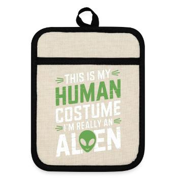 Menschenkostüm, Halloween-alien-thema Fantasievoll - Topflappen mit Gummirückseite - Leinen/Schwarz  - Vorne