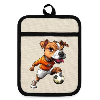 JRT Fussball - Topflappen mit Gummirückseite - Leinen/Schwarz  - Vorne