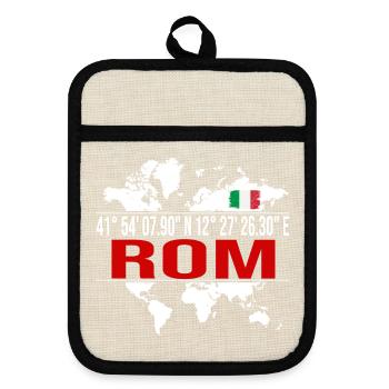 Rom - Topflappen mit Gummirückseite - Leinen/Schwarz  - Vorne
