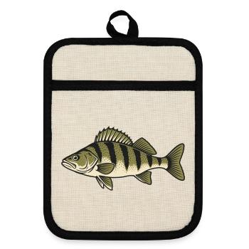 Zander Streifen Naturzeichnung - Topflappen mit Gummirückseite - Leinen/Schwarz  - Vorne