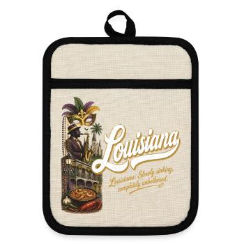 Louisiana Retro Vintage Pelican State Design - Topflappen mit Gummirückseite - Leinen/Schwarz  - Vorne