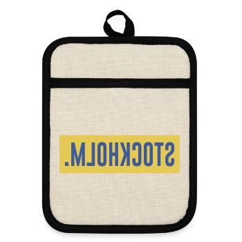 Schweden Stockholm Geschenkidee  - Topflappen mit Gummirückseite - Leinen/Schwarz  - Vorne