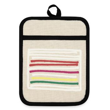Abstrakt Minimal - Rechteck Linien / Farben Kunst - Topflappen mit Gummirückseite - Leinen/Schwarz  - Vorne