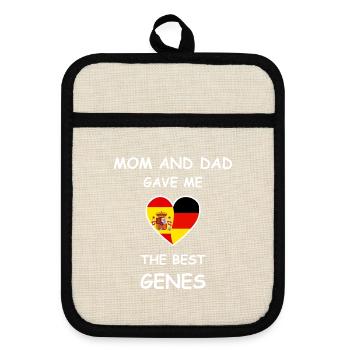 Spain Germany Genes Heart White - Topflappen mit Gummirückseite - Leinen/Schwarz  - Vorne