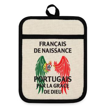 Franzose von Geburt, Portugiesisch durch die Gnade von... - Topflappen mit Gummirückseite - Leinen/Schwarz  - Vorne