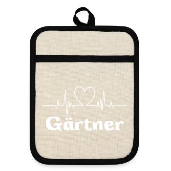 Gärtner Gärtnerin  - Topflappen mit Gummirückseite - Leinen/Schwarz  - Vorne