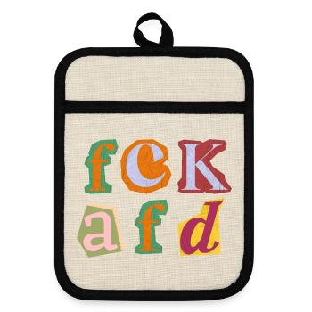 FCK AFD ERPRESSERBRIEF BUCHSTABEN, FCK NZS, NO NZS - Topflappen mit Gummirückseite - Leinen/Schwarz  - Vorne