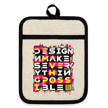 Graffiti-Design Nie Aufhören Neon Streetwear - Topflappen mit Gummirückseite - Leinen/Schwarz  - Vorne