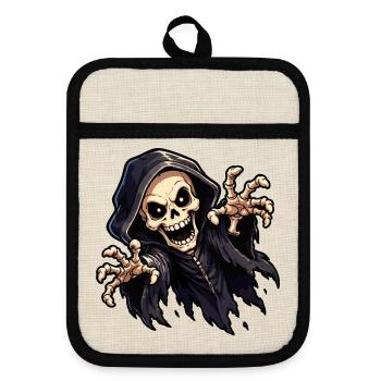 skull-ghost - Topflappen mit Gummirückseite - Leinen/Schwarz  - Vorne