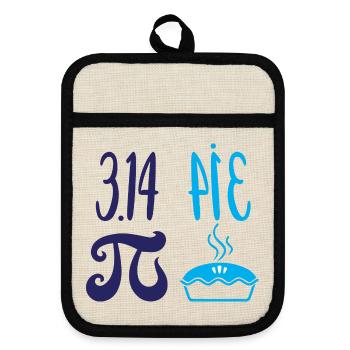 Pi und Kuchen: Mathematik-Witz - Topflappen mit Gummirückseite - Leinen/Schwarz  - Vorne
