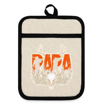 Jagd Papa Jäger Jagen mein Hobby - Topflappen mit Gummirückseite - Leinen/Schwarz  - Vorne