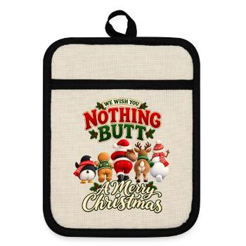 Nothing Butt Christmas – Lustige Weihnachtsparade - Topflappen mit Gummirückseite - Leinen/Schwarz  - Vorne
