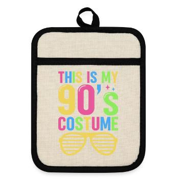 90er Jahre Party Kostüm Retro 90s Mottoparty - Topflappen mit Gummirückseite - Leinen/Schwarz  - Vorne