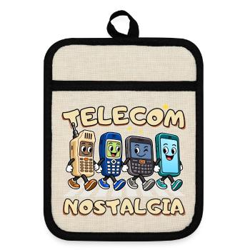 Telekommunikations-Nostalgie-Abteistraße - Topflappen mit Gummirückseite - Leinen/Schwarz  - Vorne