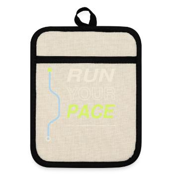 Run Your Pace - Topflappen mit Gummirückseite - Leinen/Schwarz  - Vorne