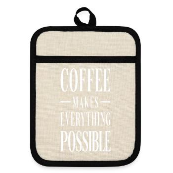 Coffee Makes Everything Possible Spruch Geschenk - Topflappen mit Gummirückseite - Leinen/Schwarz  - Vorne
