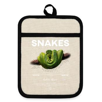 Green Tree Python Modern Reptile Keeper Streetwear - Topflappen mit Gummirückseite - Leinen/Schwarz  - Vorne