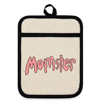 Momster - Topflappen mit Gummirückseite - Leinen/Schwarz  - Vorne