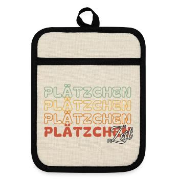 Plätzchen Zeit - Retro - Topflappen mit Gummirückseite - Leinen/Schwarz  - Vorne