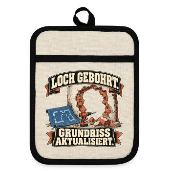 Loch gebohrt Grundriss aktualisiert - Topflappen mit Gummirückseite - Leinen/Schwarz  - Vorne