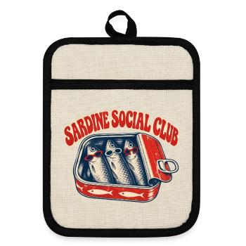 Sardine Social Club - Topflappen mit Gummirückseite - Leinen/Schwarz  - Vorne