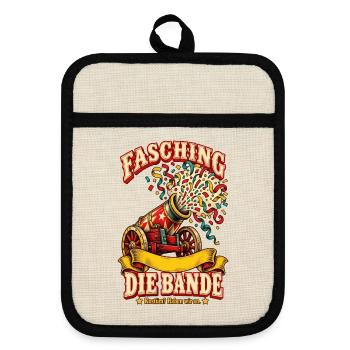 Fasching Die Bande Gruppenkostüm - Topflappen mit Gummirückseite - Leinen/Schwarz  - Vorne