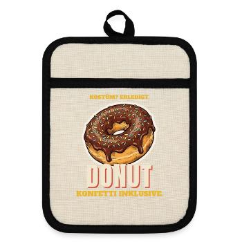 Kostüm erledigt: Donut mit Streuseln - Topflappen mit Gummirückseite - Leinen/Schwarz  - Vorne