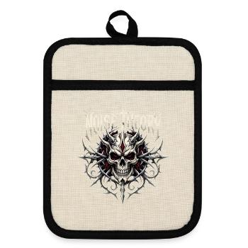 Lärmtheorie – Heavy Metal Skull - Topflappen mit Gummirückseite - Leinen/Schwarz  - Vorne
