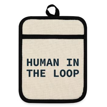 Human in the Loop Typography - Topflappen mit Gummirückseite - Leinen/Schwarz  - Vorne