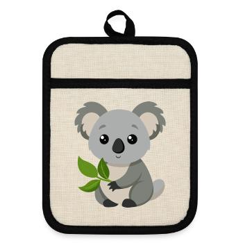 Baby-Koala - Topflappen mit Gummirückseite - Leinen/Schwarz  - Vorne